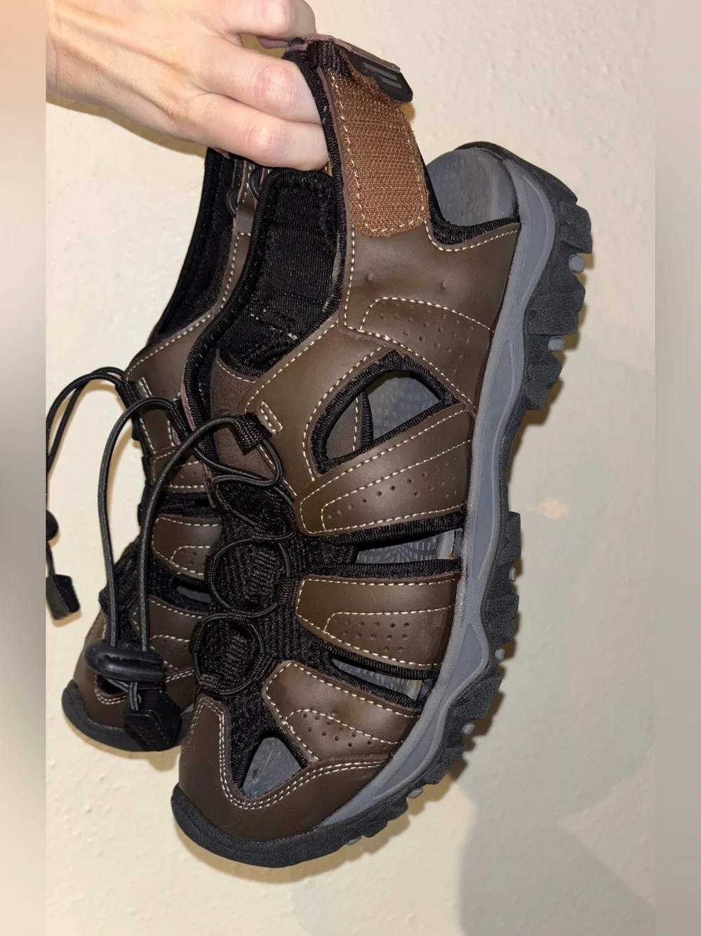 Eddie Bauer Men's Stewart Hiking Leather Sandals 82131 US Size 11M Brown Black